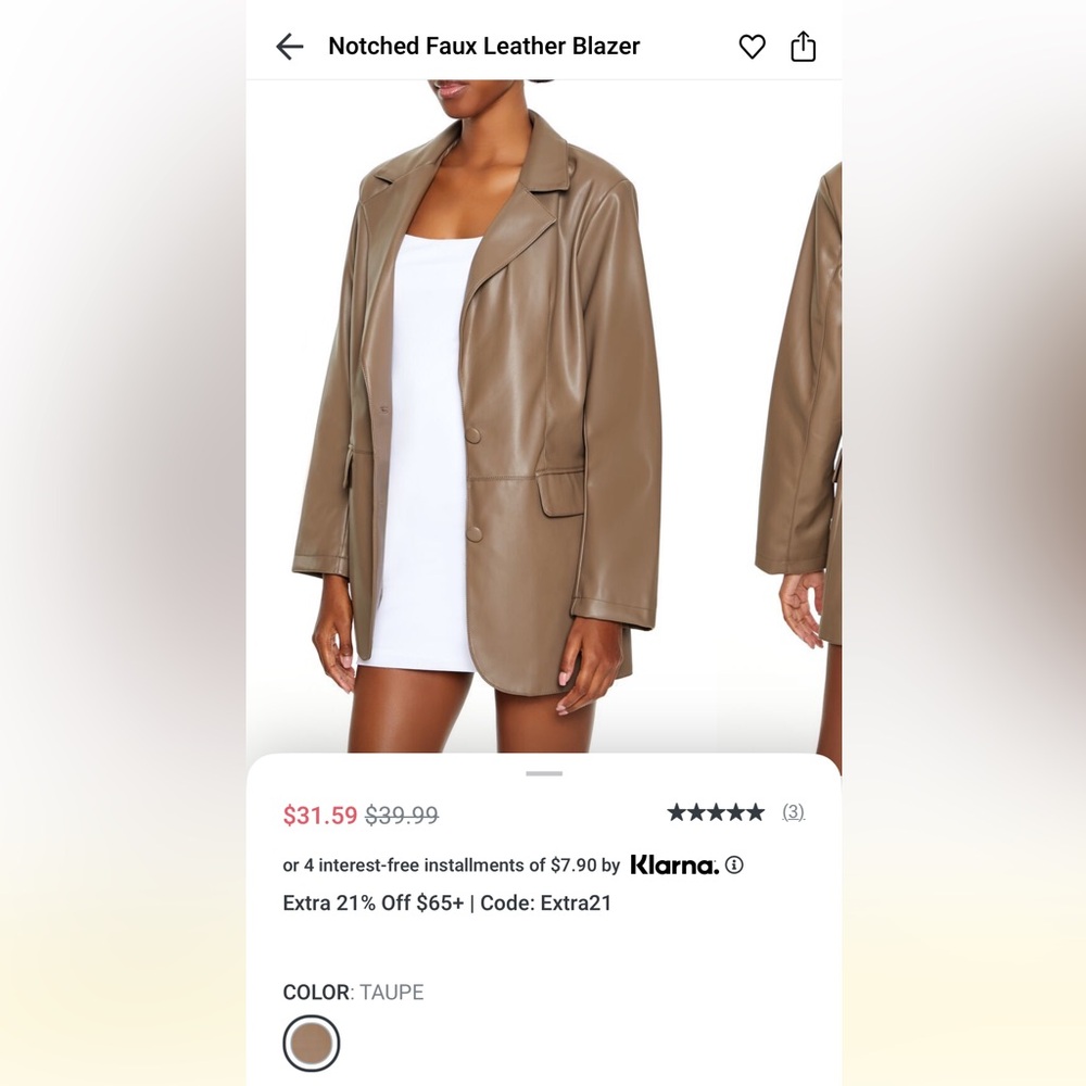 Faux leather blazer